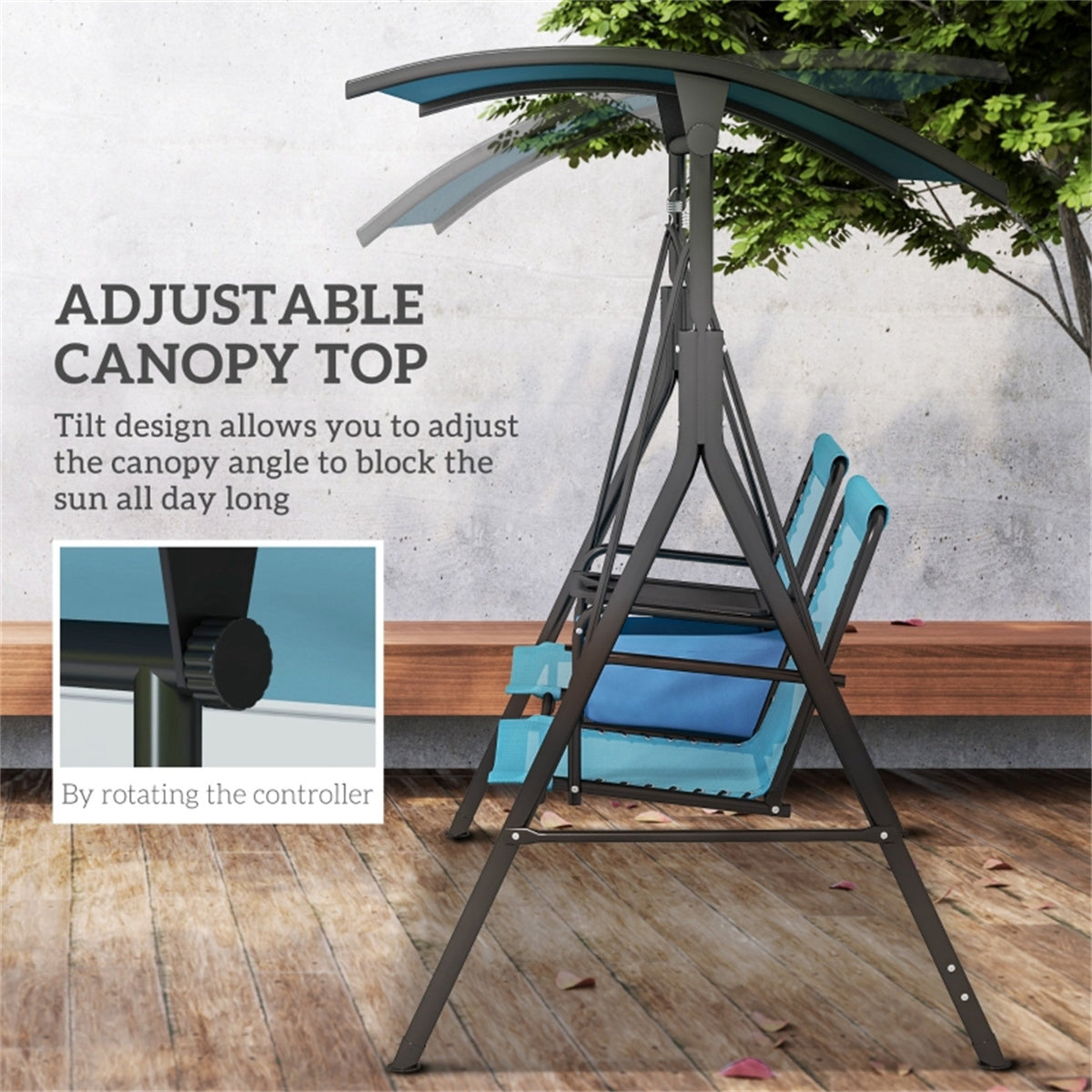 Cozy 2-Seat Patio Swing Chair with Canopy - Perfect for Relaxing Outdoors