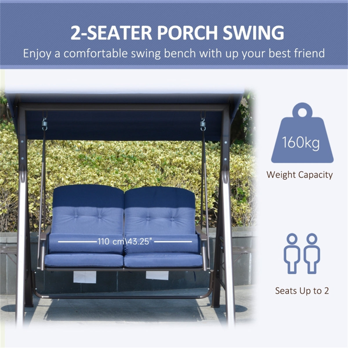 2-Person Outdoor Patio Swing Chair with Canopy - Comfort & Style Combined!