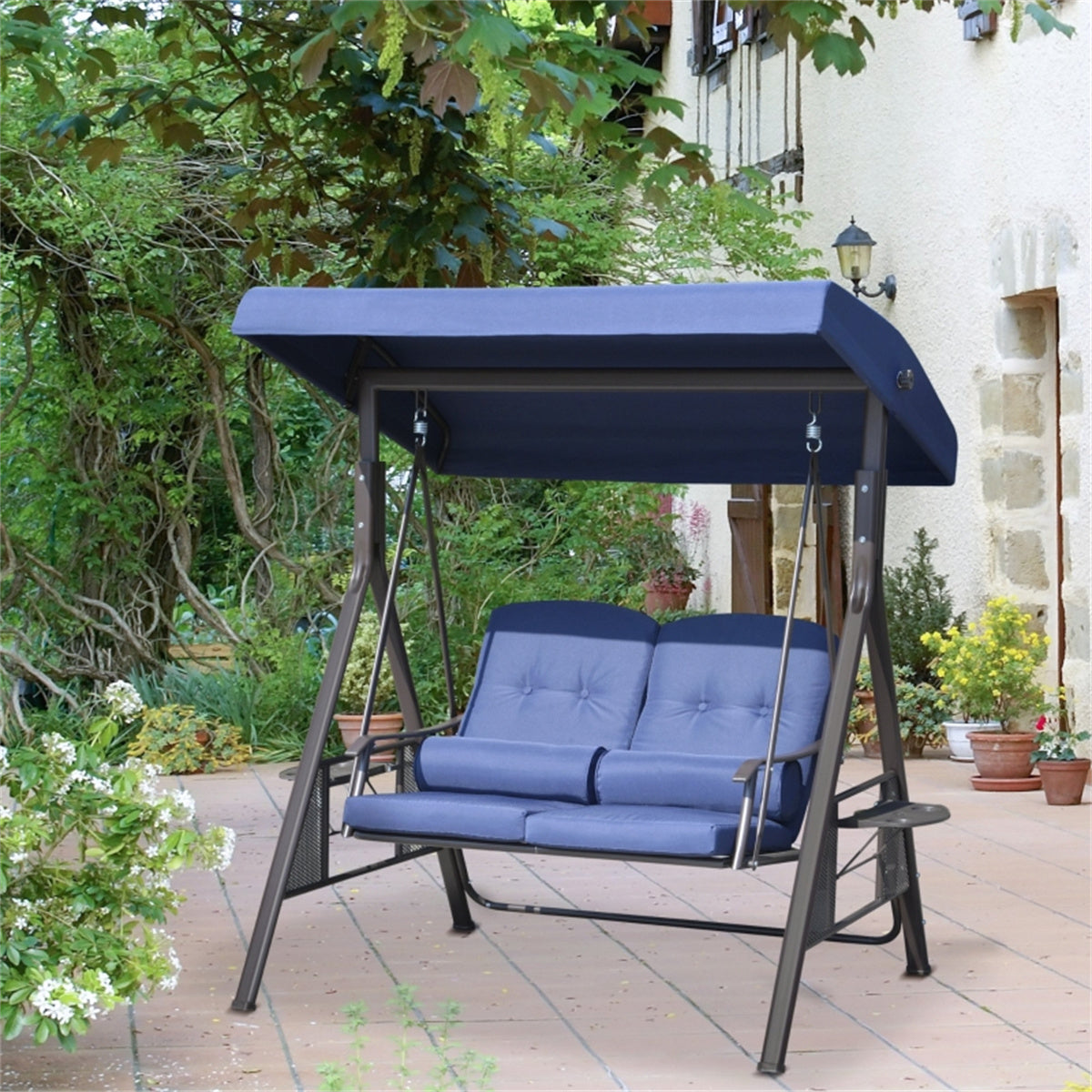 2-Person Outdoor Patio Swing Chair with Canopy - Comfort & Style Combined!