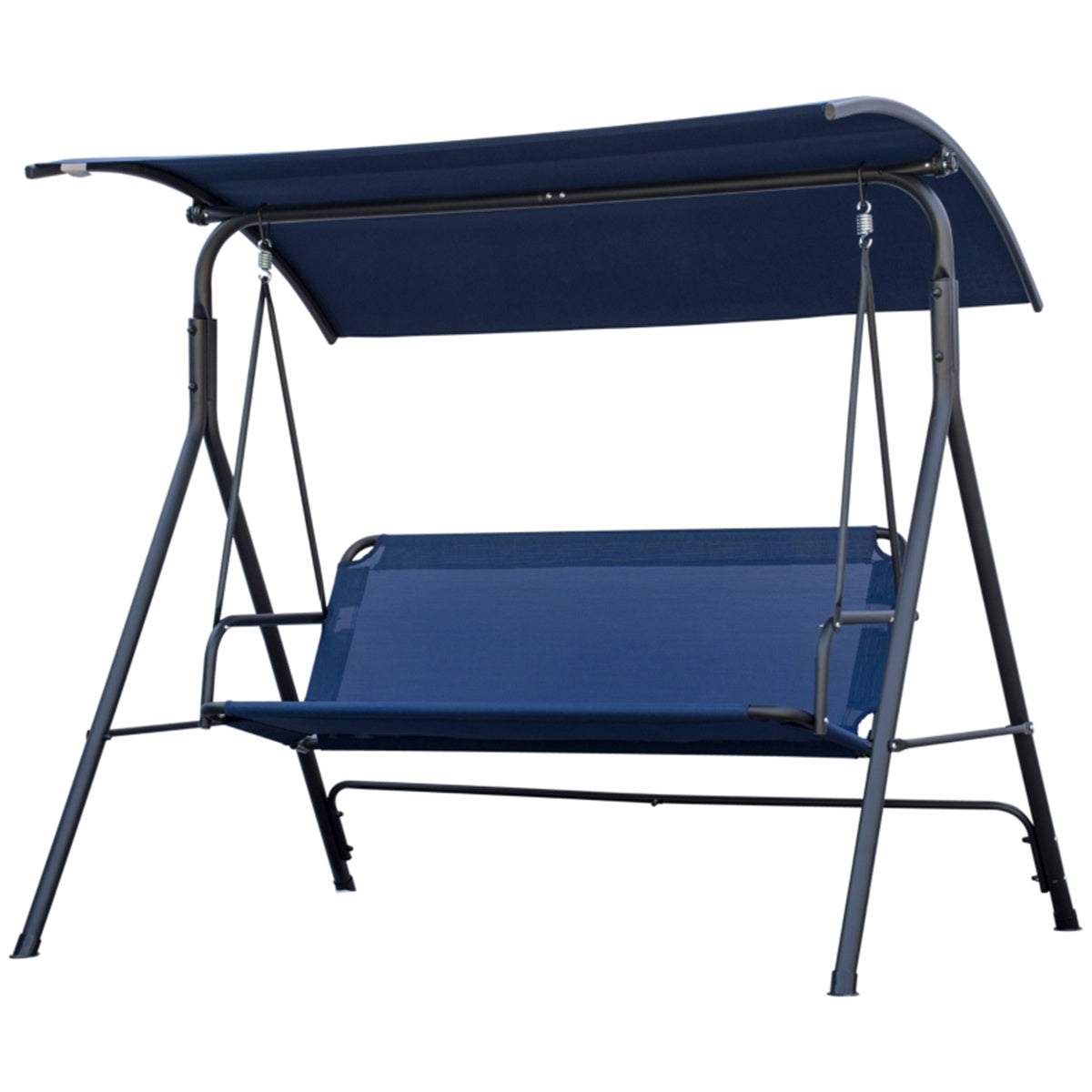 Triple Comfort Dark Blue Patio Swing Chair with Adjustable Canopy