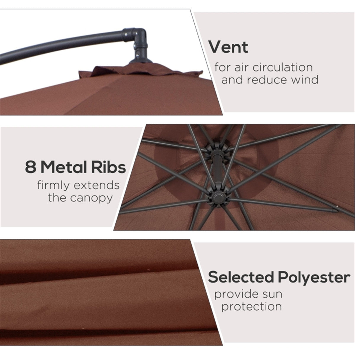 10' Patio Offset Umbrella - UV Resistant, Adjustable & Wind-Resistant