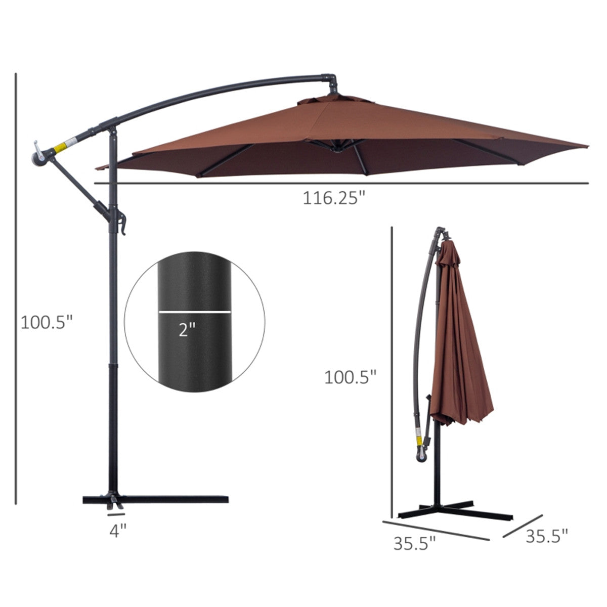 10' Patio Offset Umbrella - UV Resistant, Adjustable & Wind-Resistant