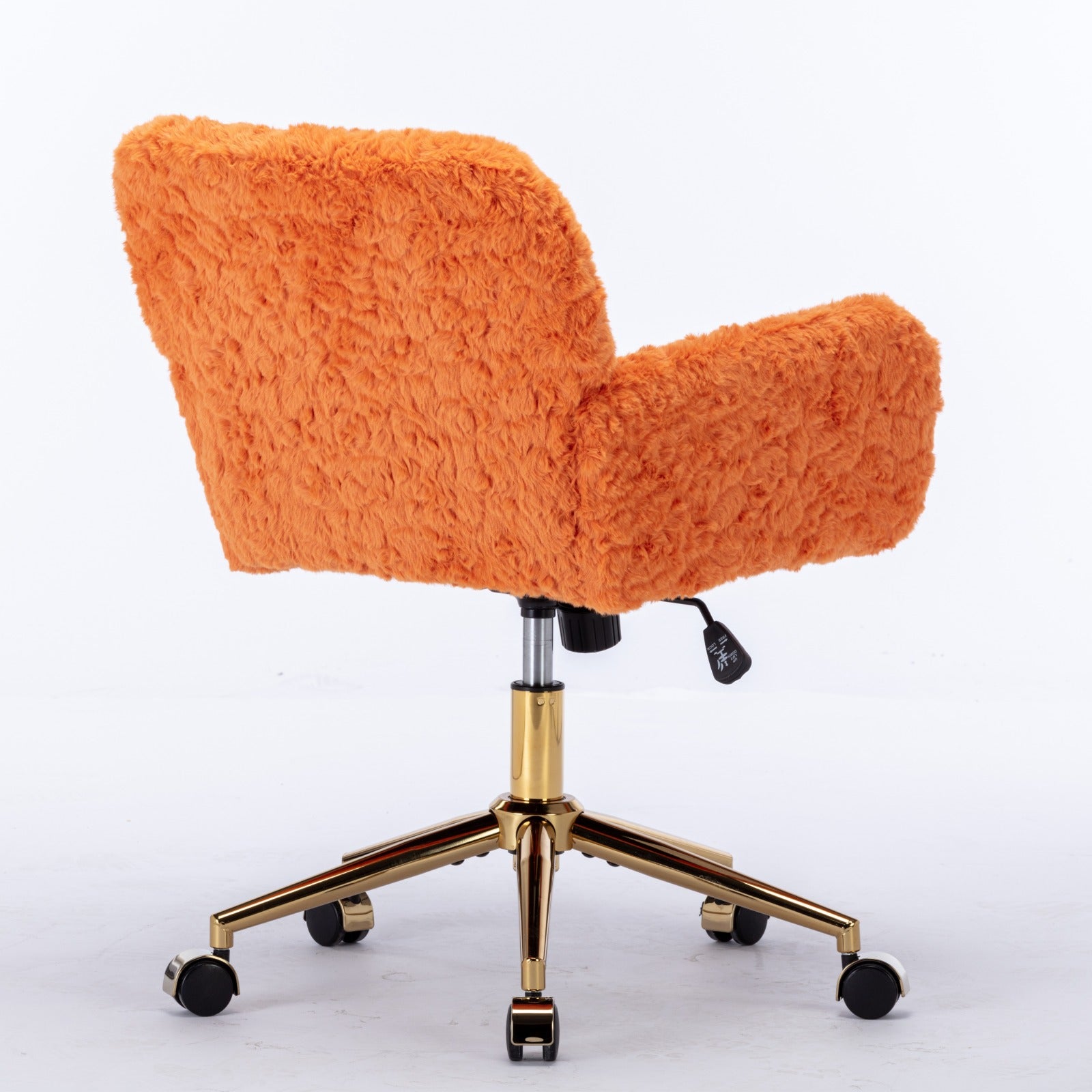 Luxurious Swivel Office Chair - Adjustable Golden Base with Soft Faux Fur