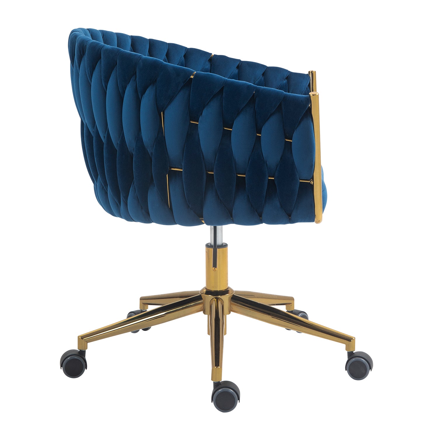 Handcrafted Blue Velvet Swivel Office & Vanity Chair - Comfort Meets Style!