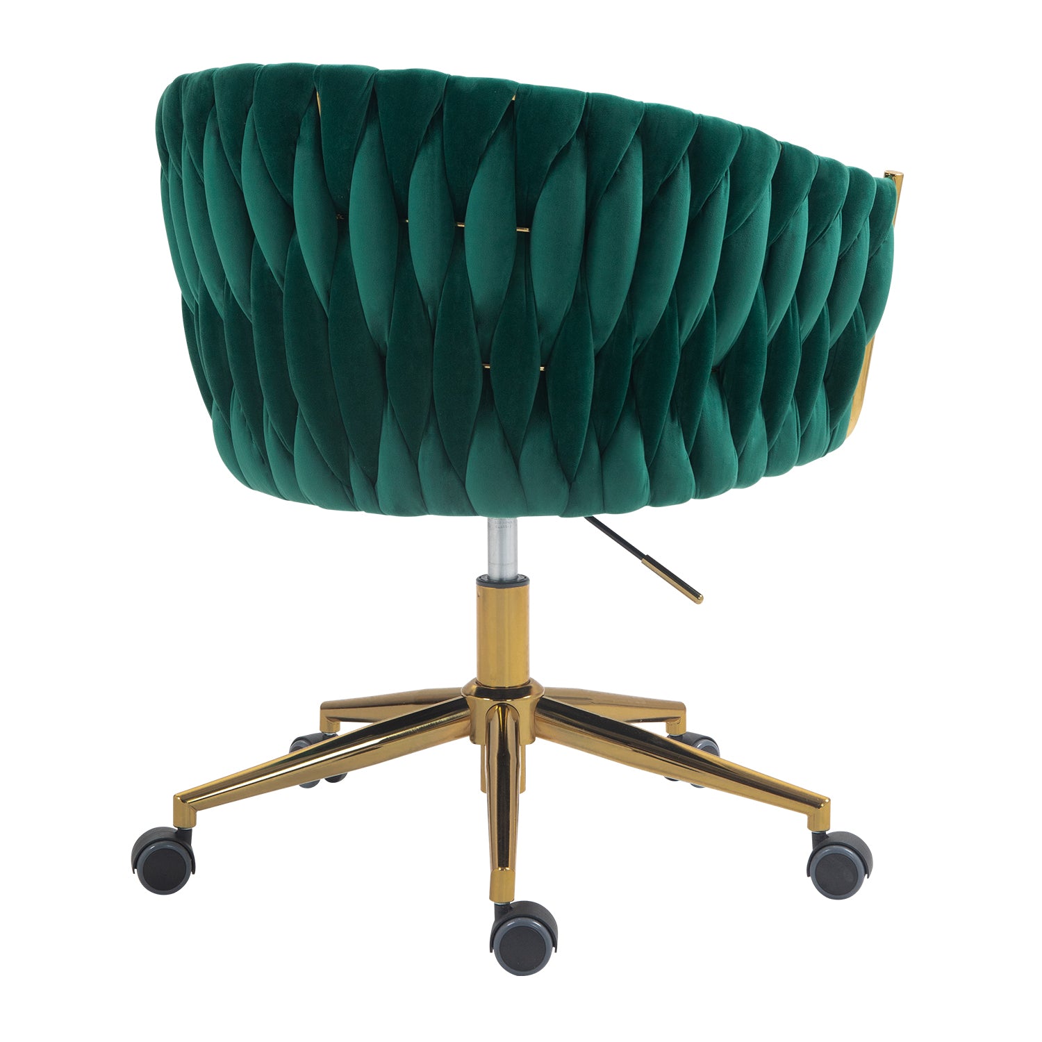 Chic Hand-Woven Office & Vanity Chair with Wheels - 360° Swivel & Adjustable, Green