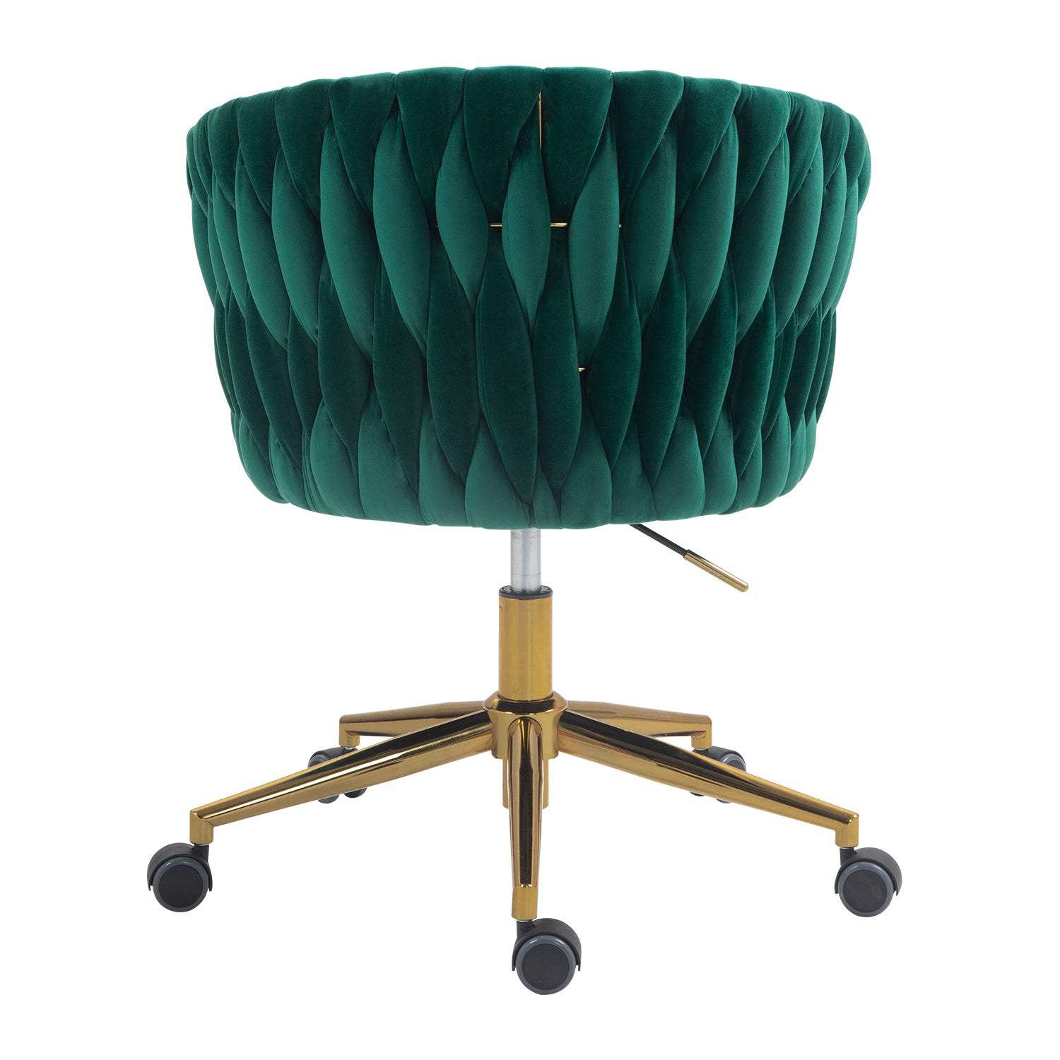 Chic Hand-Woven Office & Vanity Chair with Wheels - 360° Swivel & Adjustable, Green