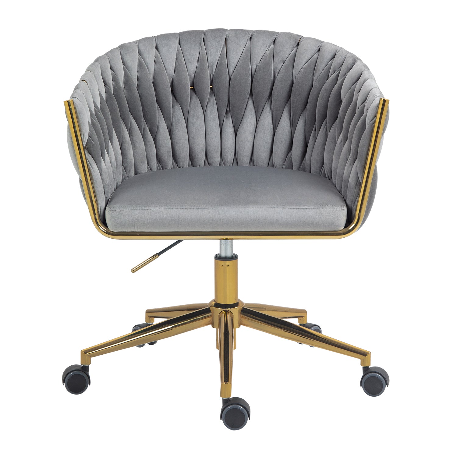 Hand-Woven Grey Office & Vanity Chair - Adjustable, Swivel, 360° Comfort