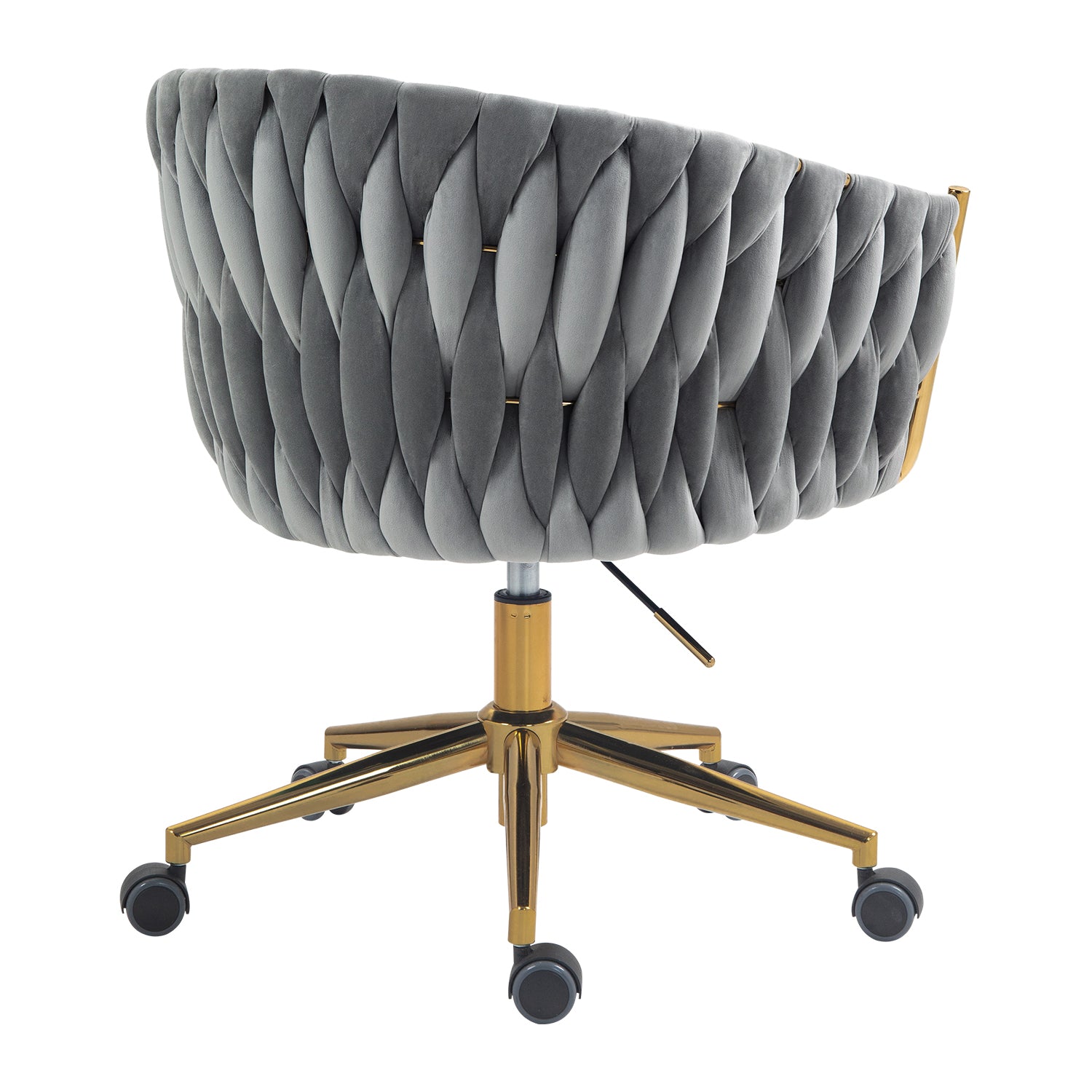 Hand-Woven Grey Office & Vanity Chair - Adjustable, Swivel, 360° Comfort