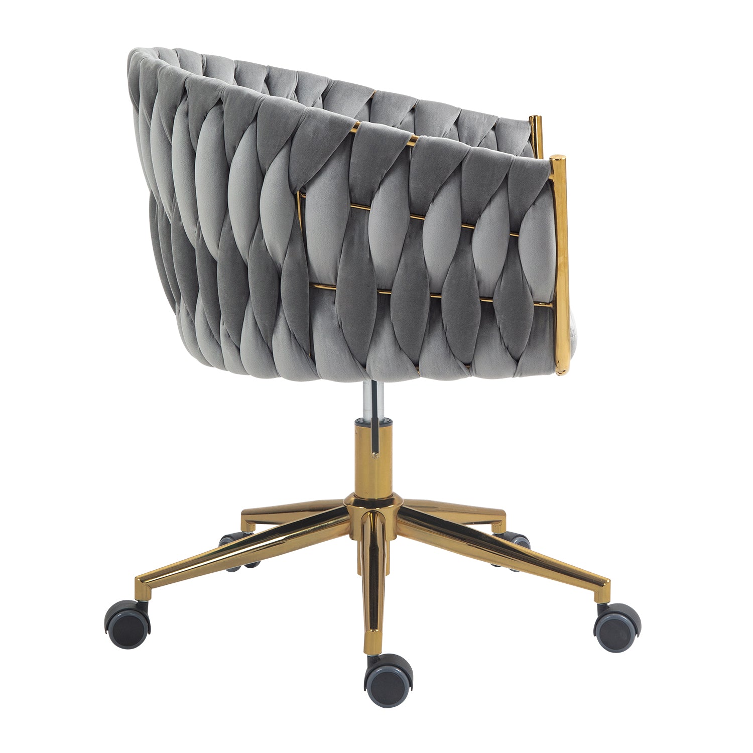 Hand-Woven Grey Office & Vanity Chair - Adjustable, Swivel, 360° Comfort