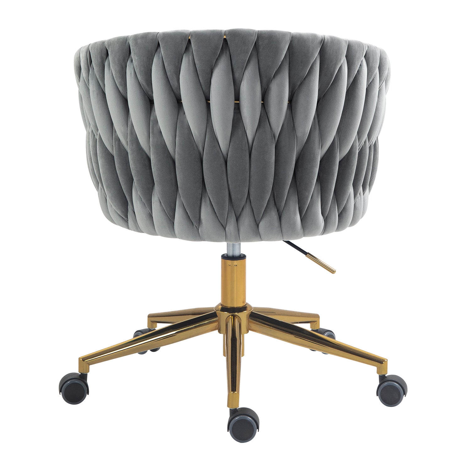 Hand-Woven Grey Office & Vanity Chair - Adjustable, Swivel, 360° Comfort