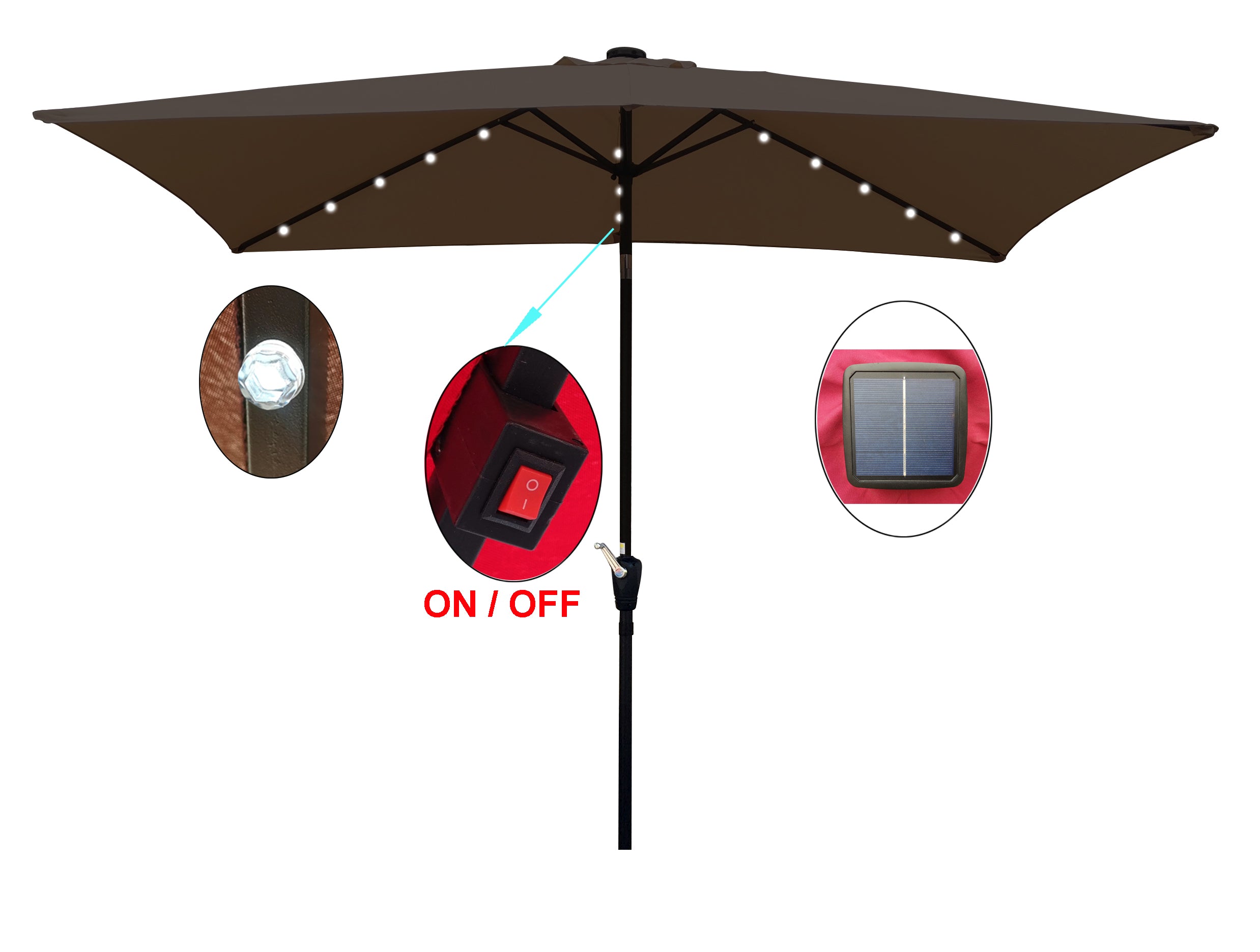 Solar LED Lighted Rectangular Patio Umbrella - Ultimate Sunshade & Style