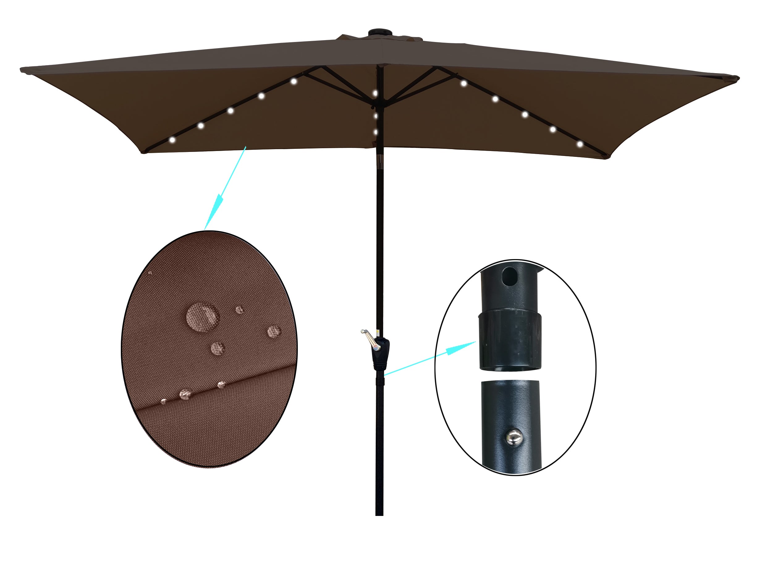 Solar LED Lighted Rectangular Patio Umbrella - Ultimate Sunshade & Style