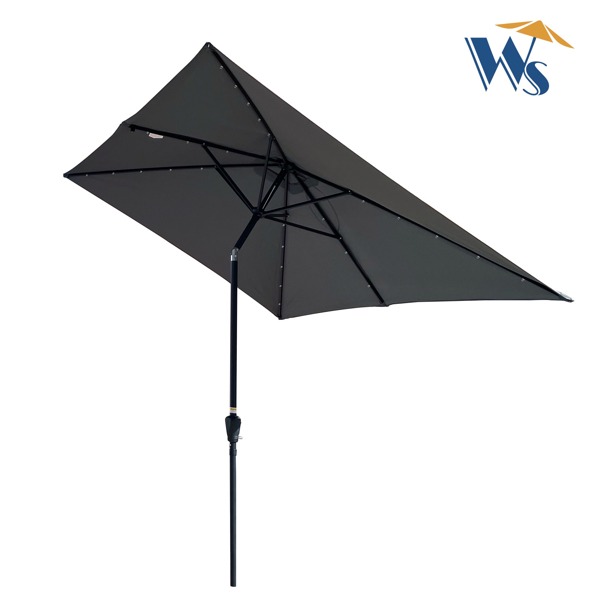 Solar LED Patio Umbrella: 10x6.5 ft Elegant Shade with Crank & Tilt