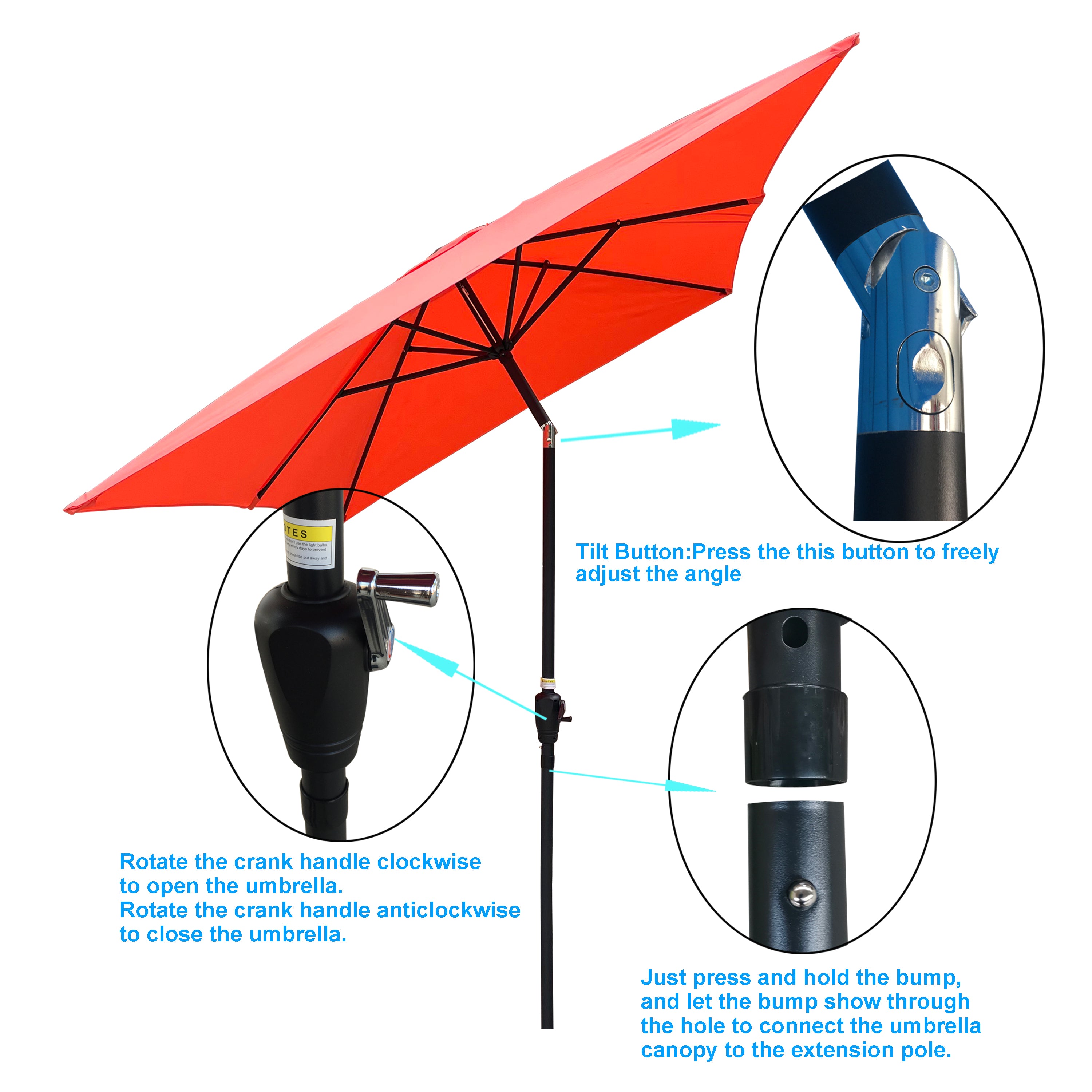 Ultimate 9x6ft Outdoor Patio Umbrella: Waterproof Tilt & Crank for Relaxation