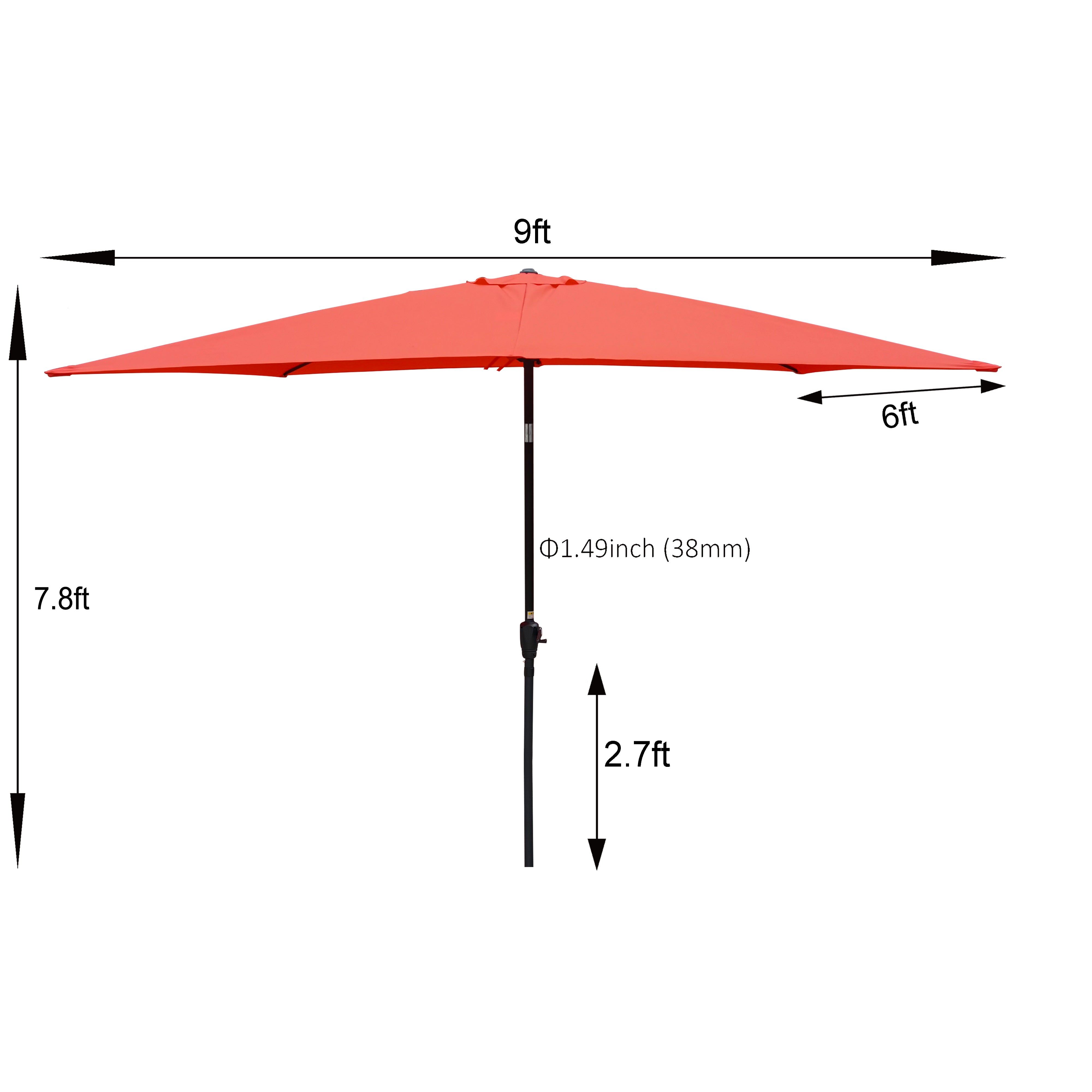 Ultimate 9x6ft Outdoor Patio Umbrella: Waterproof Tilt & Crank for Relaxation