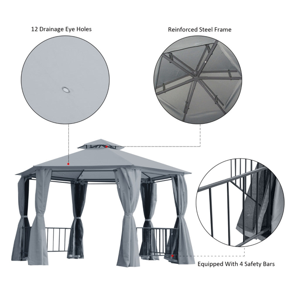 Stylish 13ft x 13ft Gray Patio Gazebo - Perfect for Outdoor Gatherings!