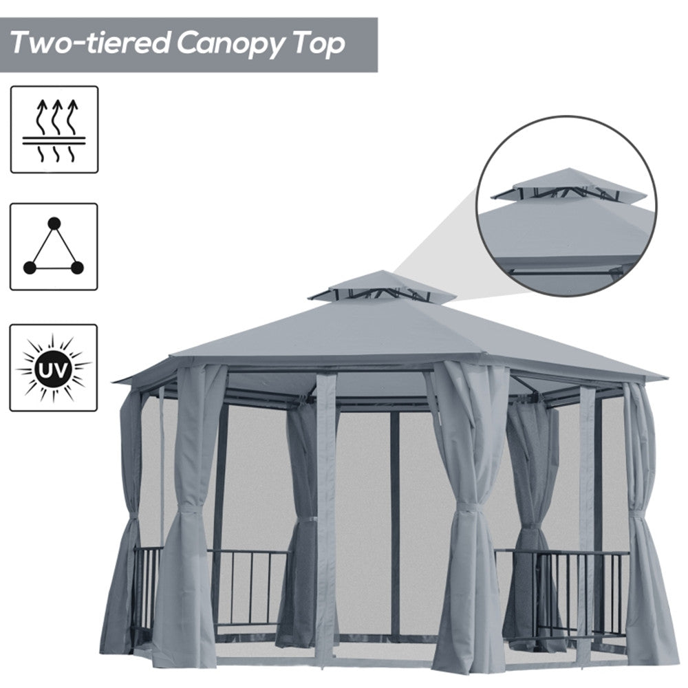 Stylish 13ft x 13ft Gray Patio Gazebo - Perfect for Outdoor Gatherings!