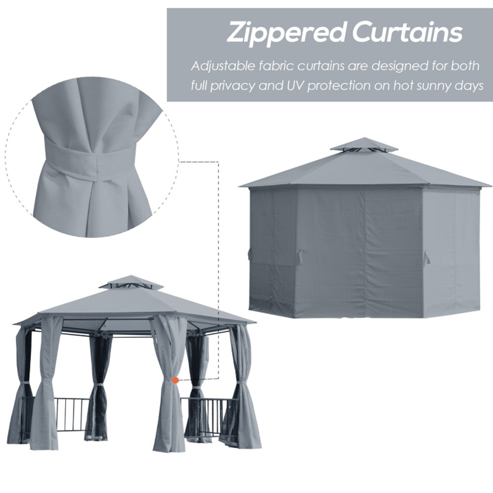 Stylish 13ft x 13ft Gray Patio Gazebo - Perfect for Outdoor Gatherings!