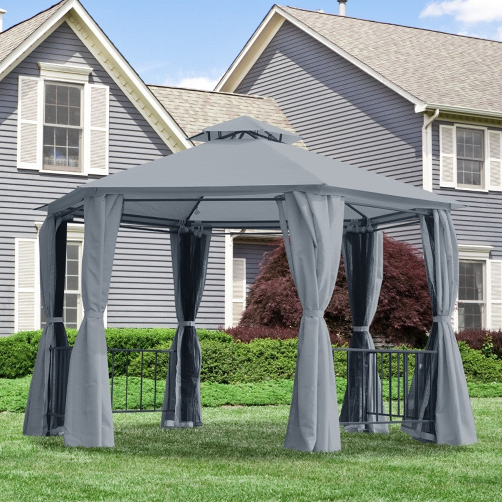 Stylish 13ft x 13ft Gray Patio Gazebo - Perfect for Outdoor Gatherings!