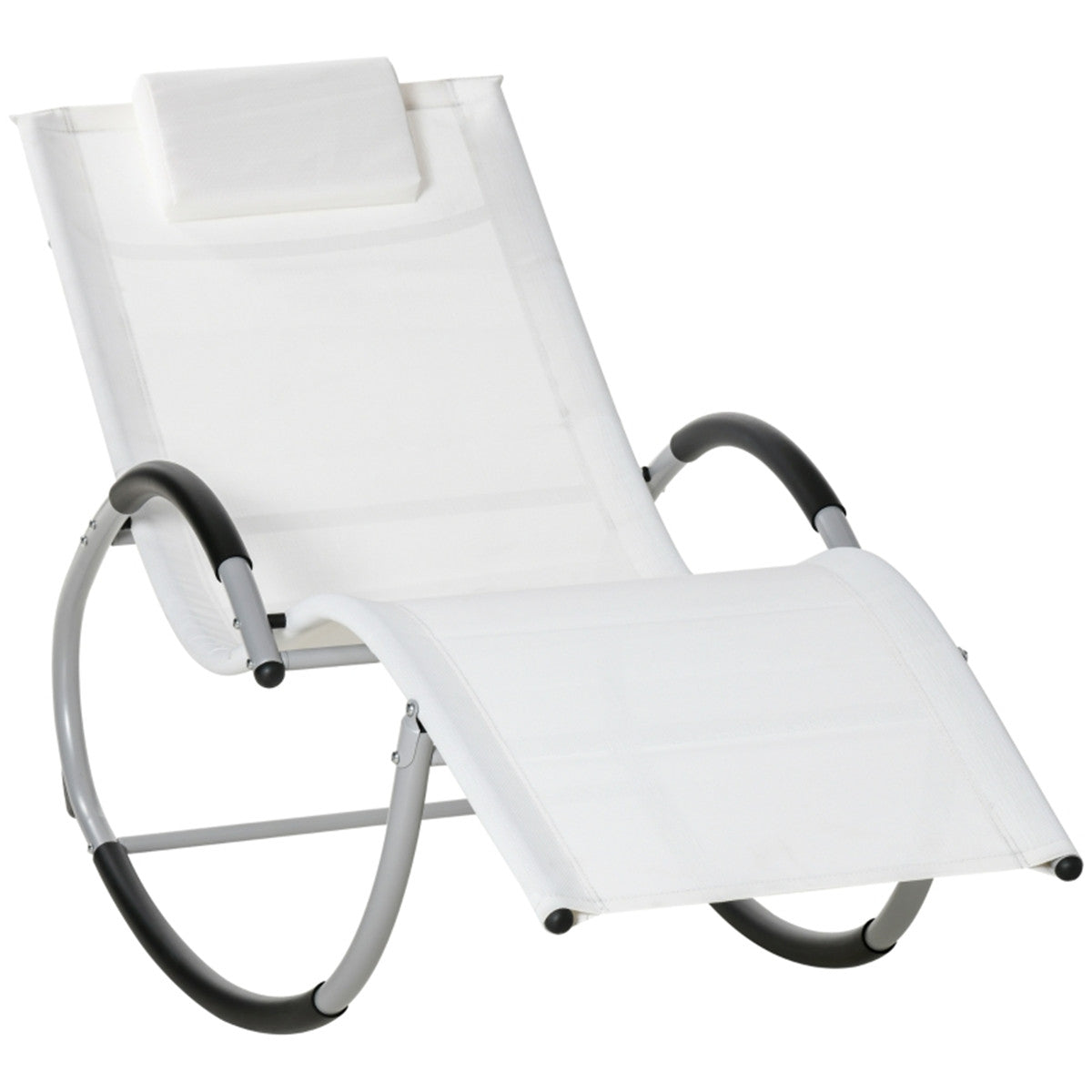 Cloud White Folding Lounge Rocking Chair - Perfect for Outdoor Relaxation!