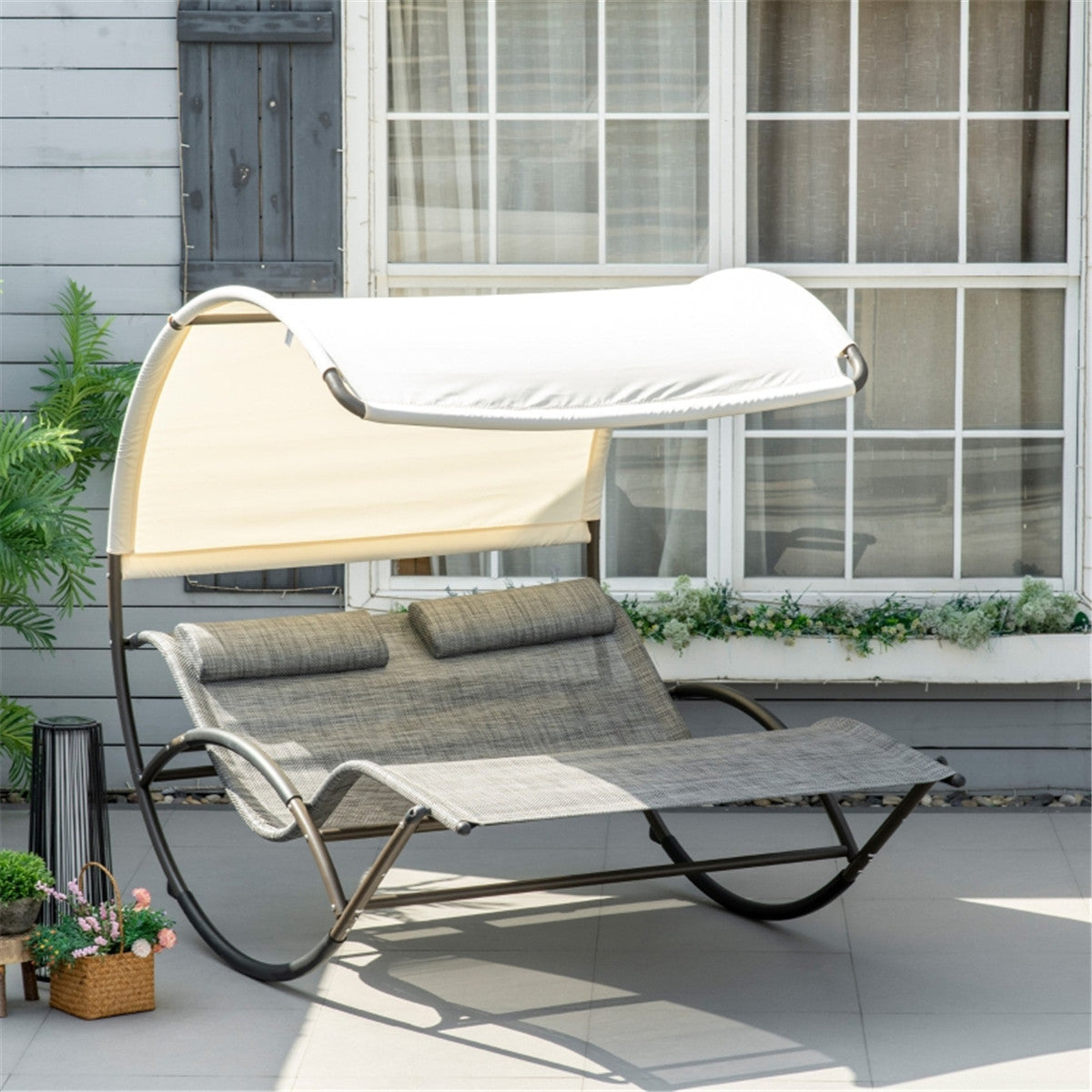 Sunshade Outdoor Rocking Bed Chair - Ultimate Comfort for Your Garden Oasis