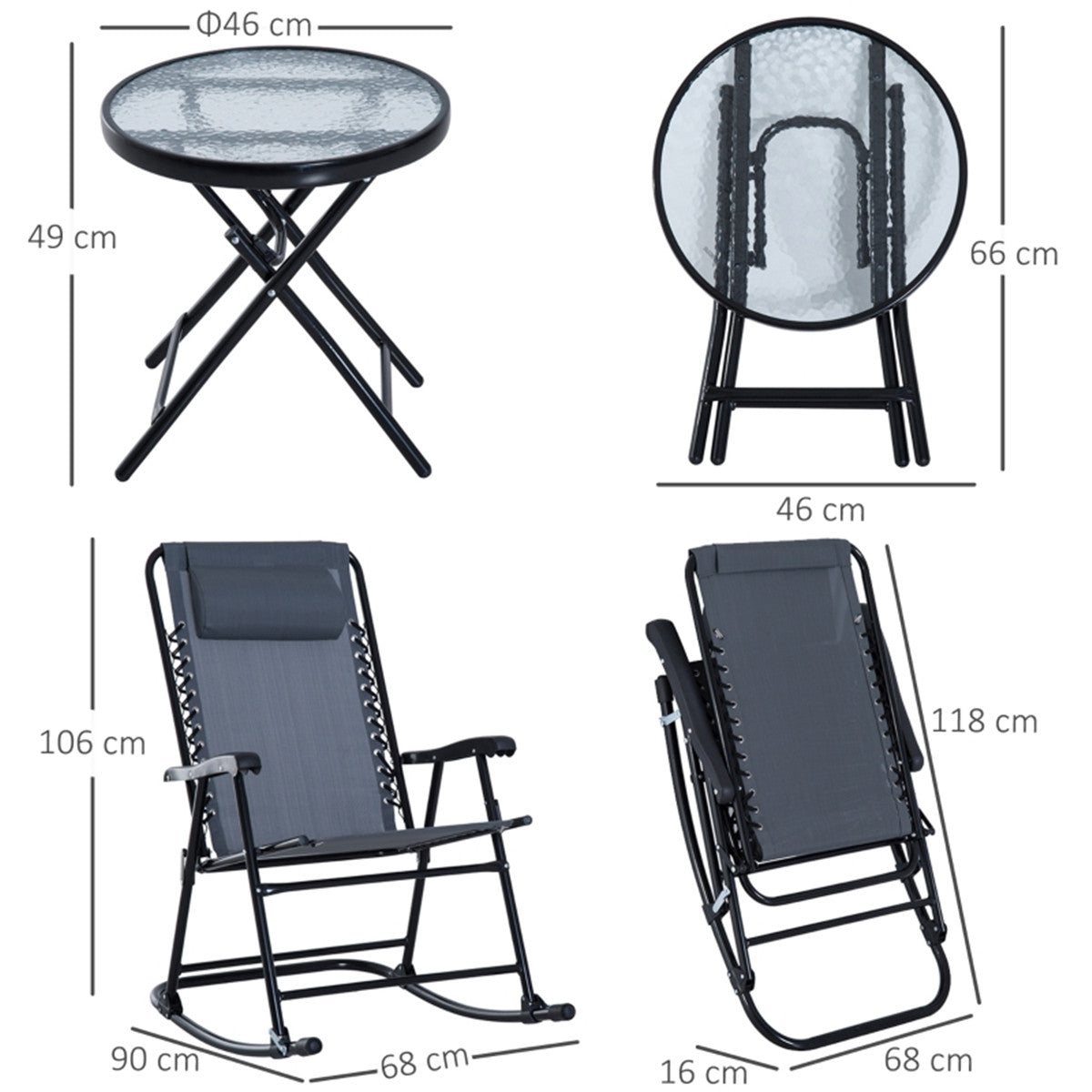 Cozy Outdoor Rocking Chair Set with Glass Top Table - Perfect Patio Comfort!