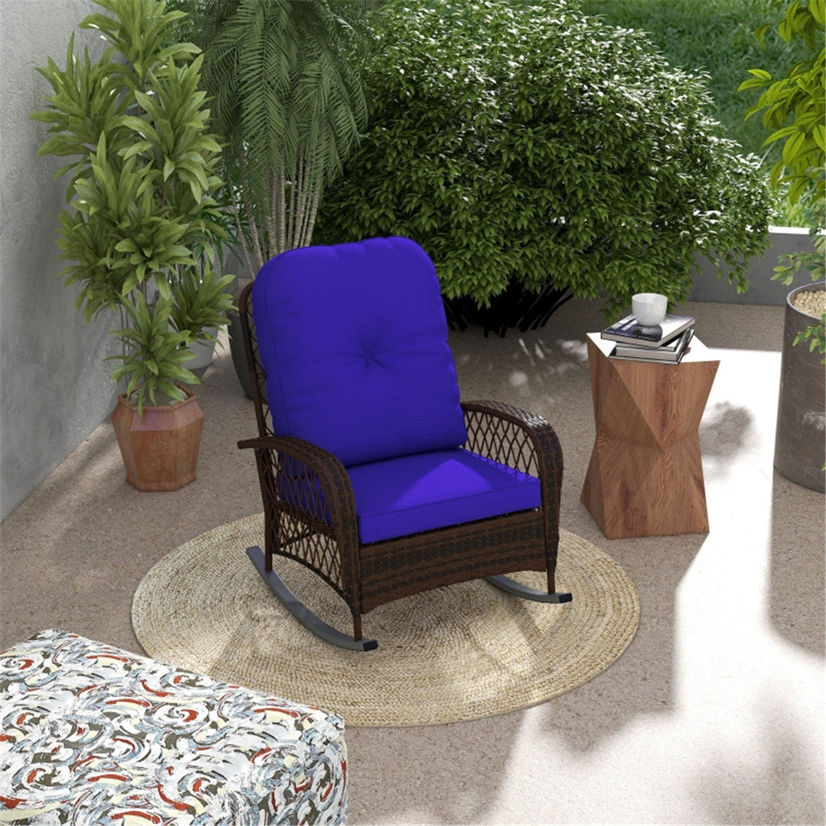 Cozy Rocking Chair with Cushions - Outdoor-Ready & Easy to Clean!