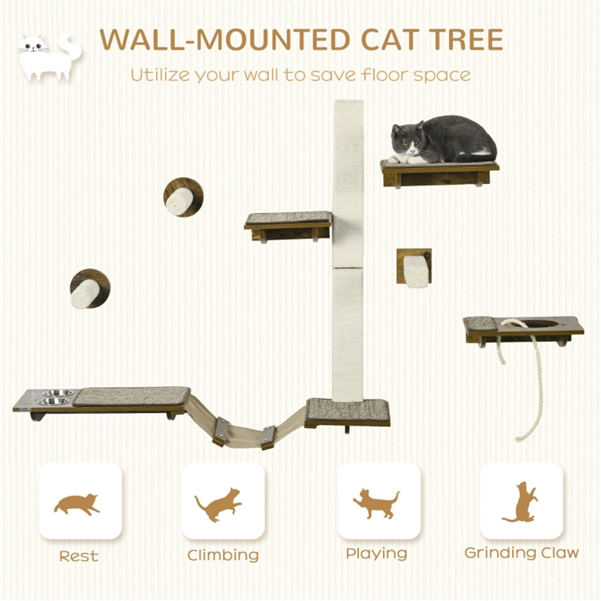 Ultimate Cat Wall Climbing Tower: Stylish Shelves & Fun Platforms!