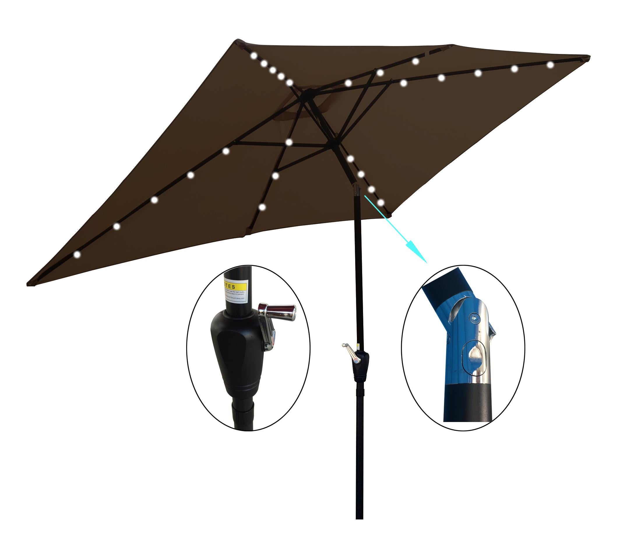 Solar LED Lighted Rectangular Patio Umbrella - Ultimate Sunshade & Style