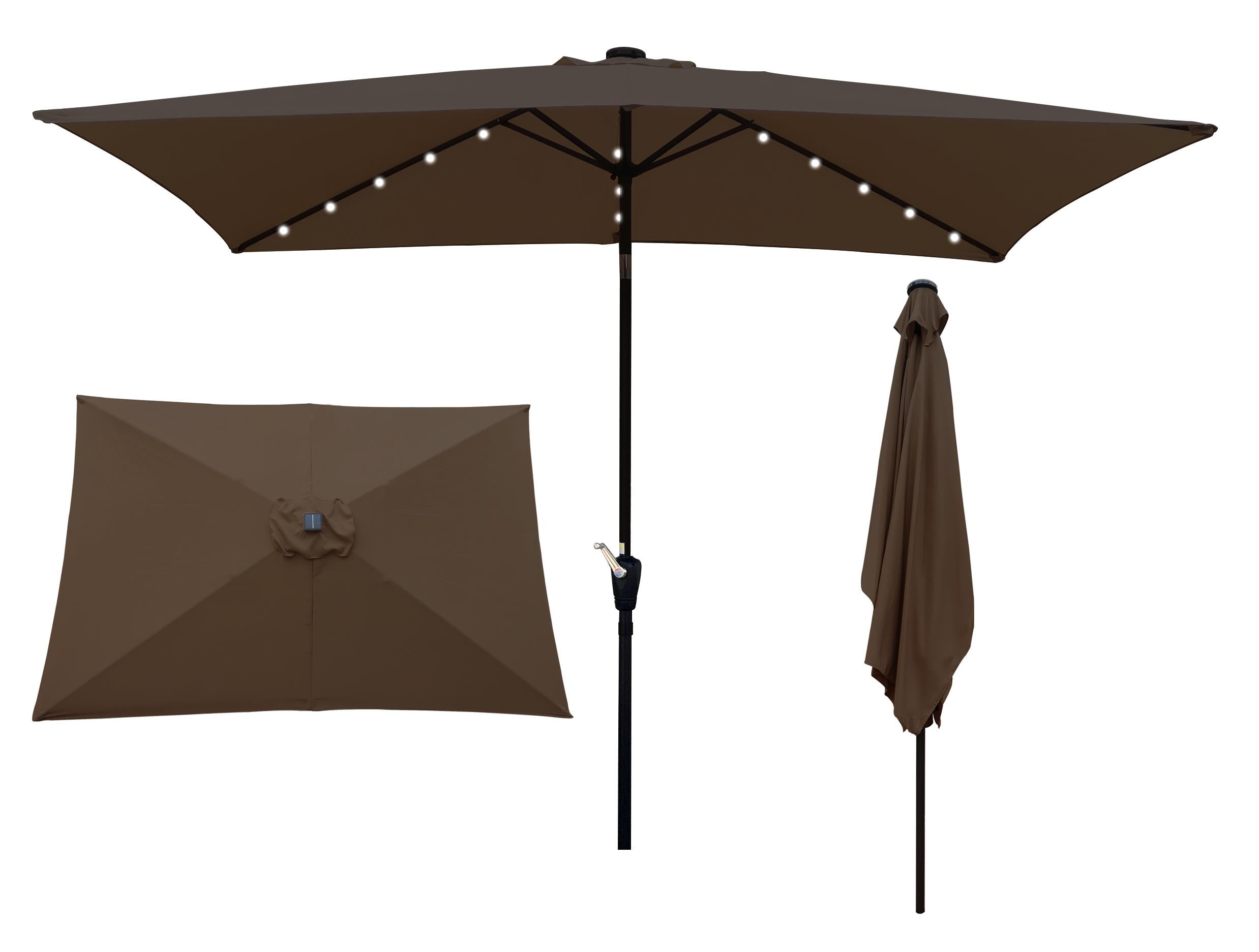 Solar LED Lighted Rectangular Patio Umbrella - Ultimate Sunshade & Style