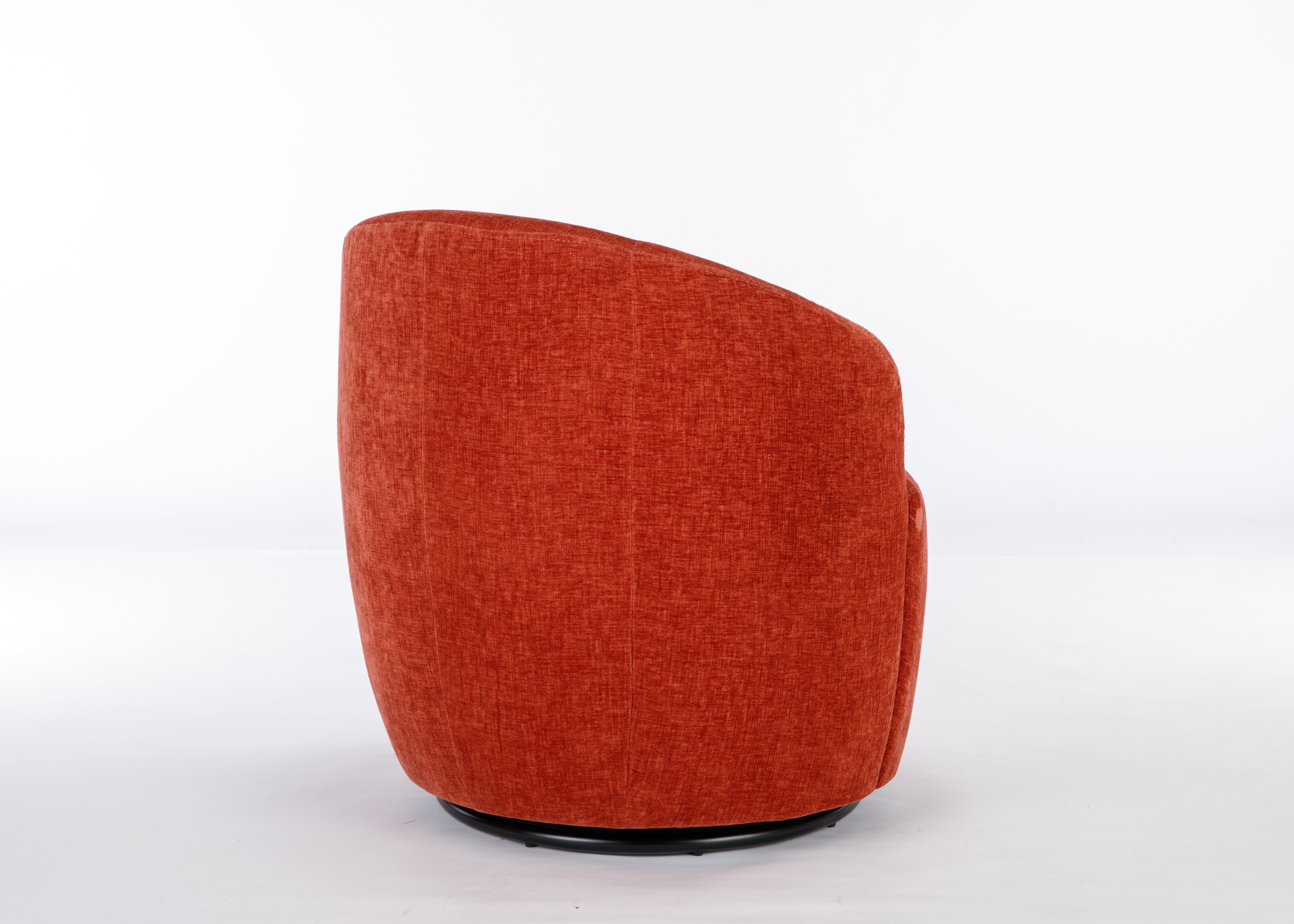 Vibrant Orange Chenille Swivel Barrel Chair - Stylish Comfort for Every Space