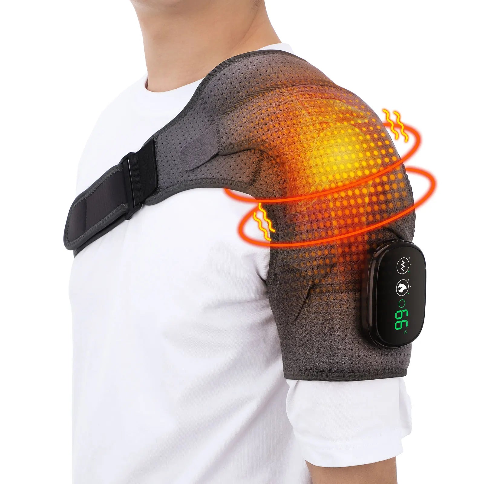 Electric Shoulder Massager Heating Pad Vibration Massage Support Belt Shoulder Thermal  Brace