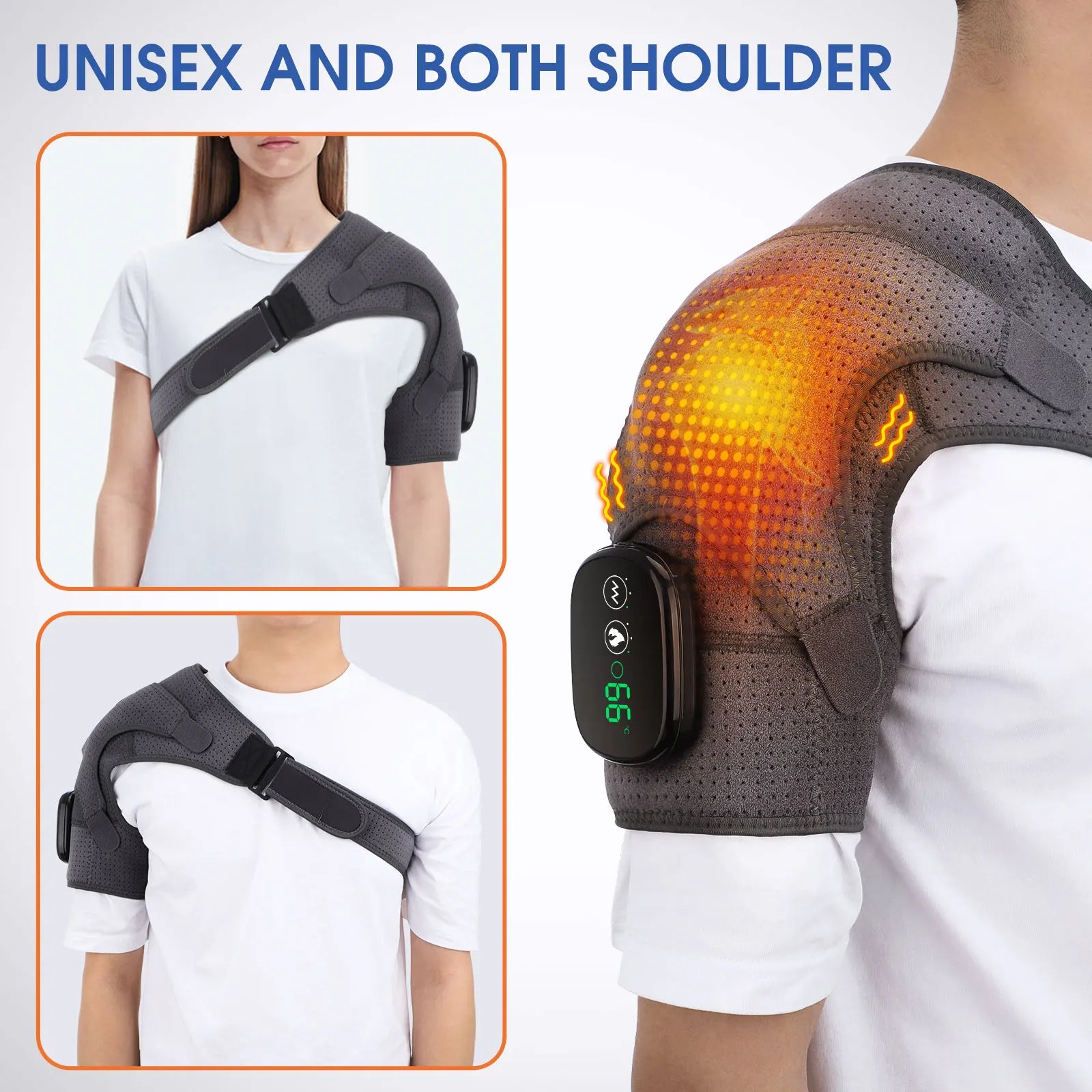 Electric Shoulder Massager Heating Pad Vibration Massage Support Belt Shoulder Thermal  Brace