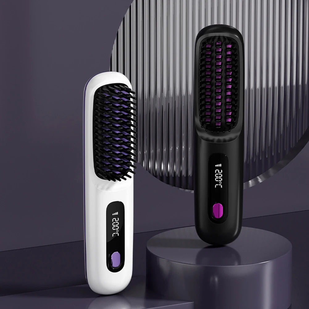 Electric Negative Ions Ceramic Hot Comb 3 Setting Smoothing Negative Ion Hair Care Comb Anti-Scald Ionic Hot Comb Straightener