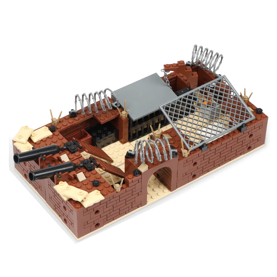 A Hot Sale 4 in 1 Military Bunker Trench Building Block Sets Military Base Assembled Models Boys Toys Simulate Games