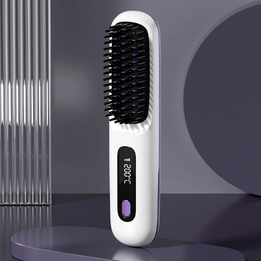 Electric Negative Ions Ceramic Hot Comb 3 Setting Smoothing Negative Ion Hair Care Comb Anti-Scald Ionic Hot Comb Straightener