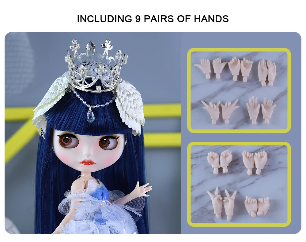 ICY DBS Blyth Doll BJD Joint Body White Skin Blue Hair Set Doll 1/6 30cm Girl Gift Anime SD