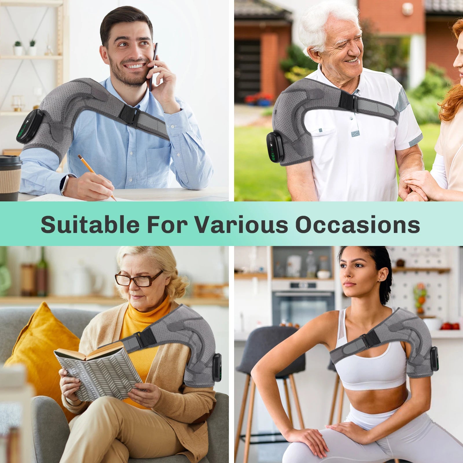 Electric Shouldert Heating Pad 3-Speed Vibration Muscle Relax Belt Thermal Massager Shoulder  Neck Health Care Support Brace