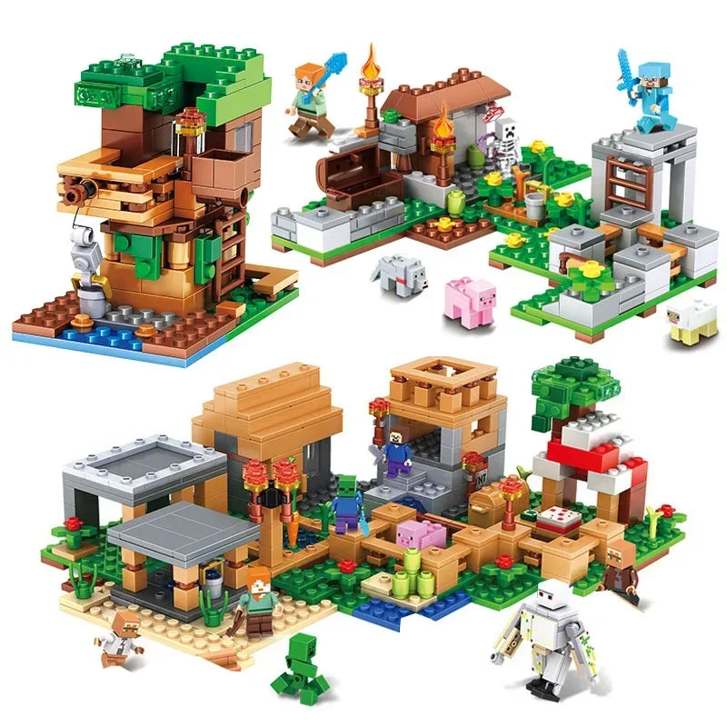 My world Small Village Treehouse Cave Building Blocks The Rabbit Ranch Bricks Education Toys for christmas Gift