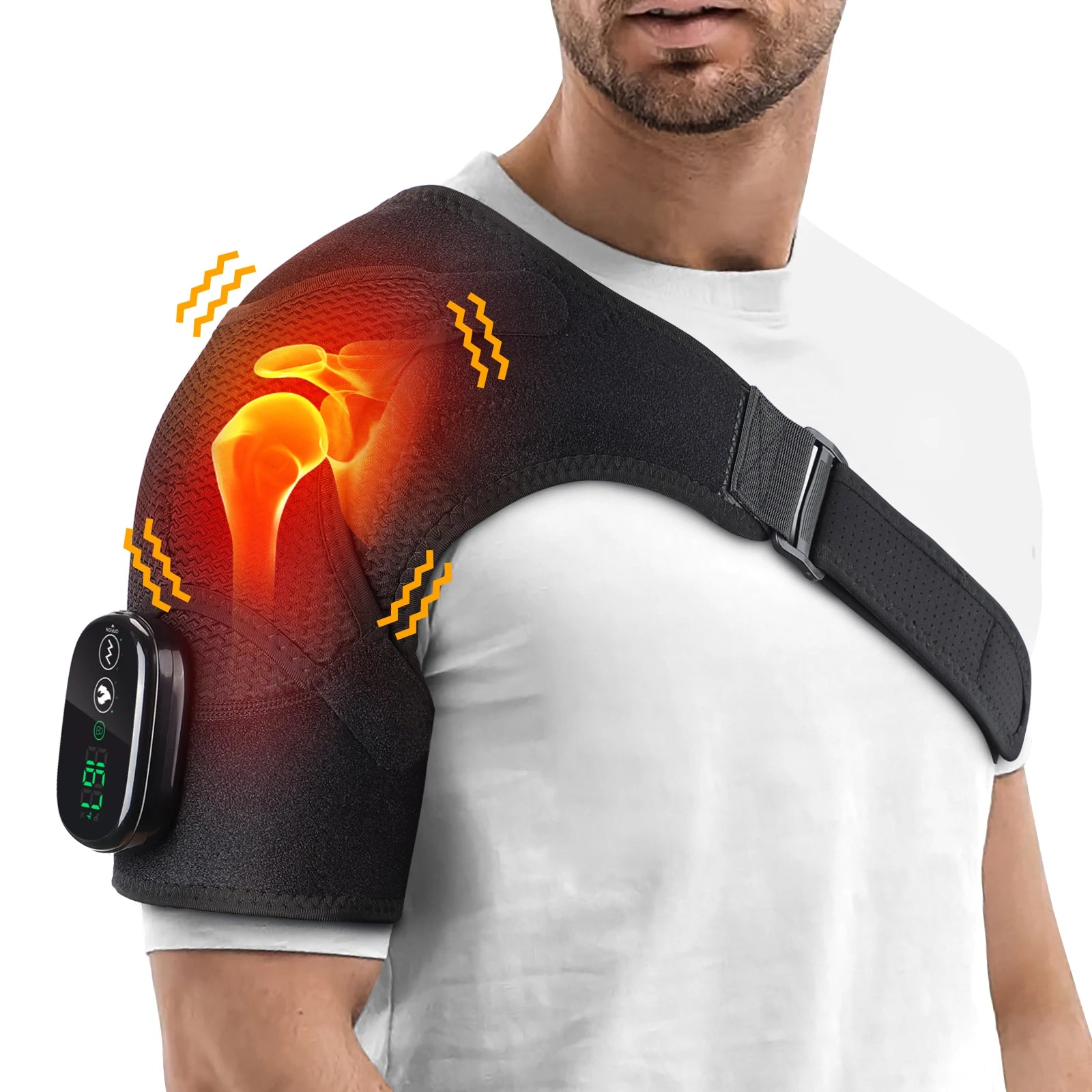 Electric Shouldert Heating Pad 3-Speed Vibration Muscle Relax Belt Thermal Massager Shoulder  Neck Health Care Support Brace