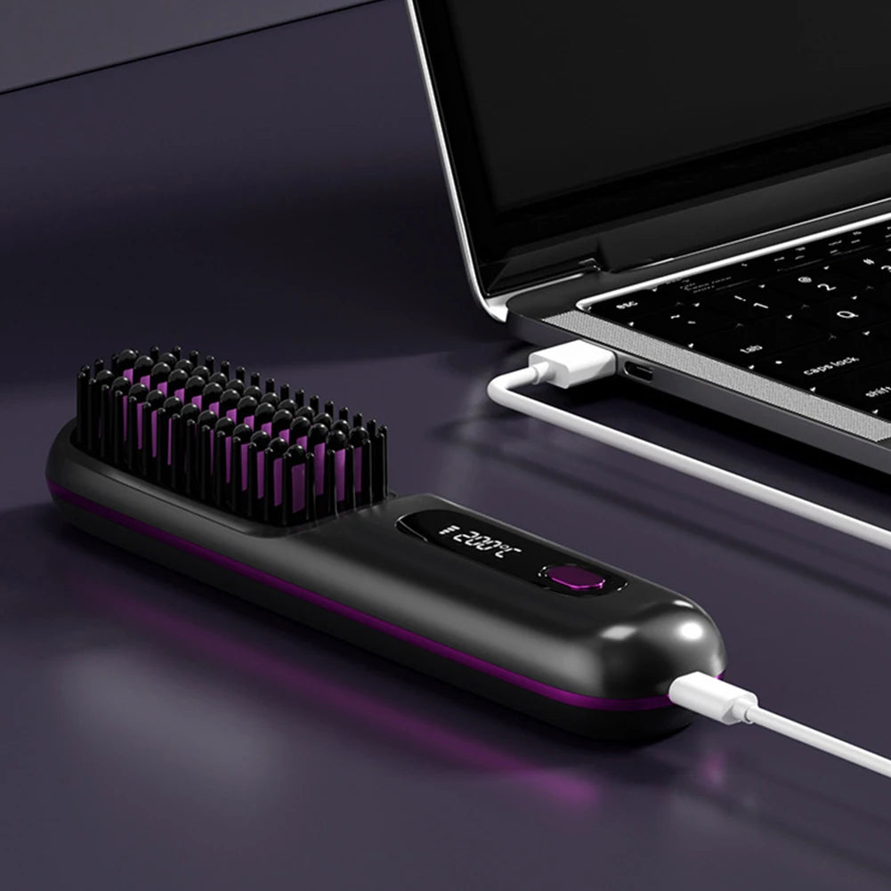 Electric Negative Ions Ceramic Hot Comb 3 Setting Smoothing Negative Ion Hair Care Comb Anti-Scald Ionic Hot Comb Straightener