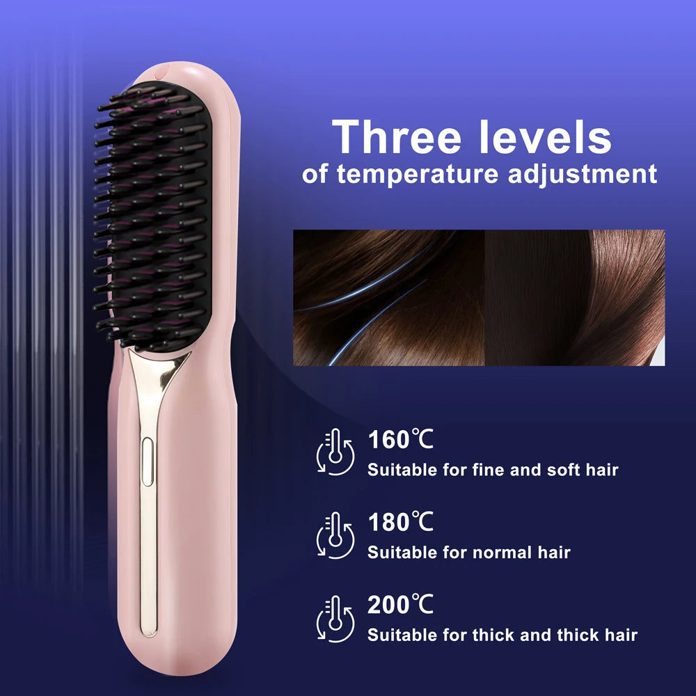 Wireless Hair Straightener Professional Quick Heated Electric Comb Personal Care Multifunctional Hairstyle Brush Salon Hair