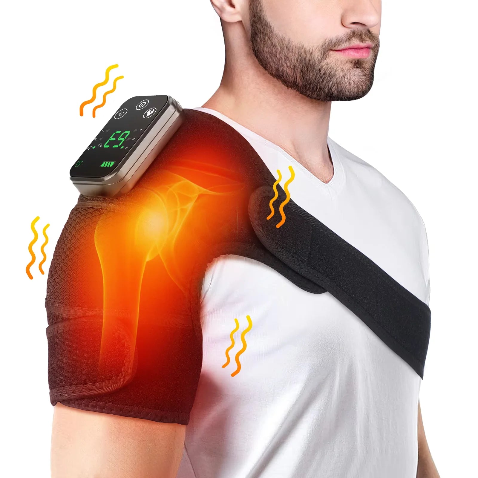 Electric Shouldert Heating Pad 3-Speed Vibration Muscle Relax Belt Thermal Massager Shoulder  Neck Health Care Support Brace