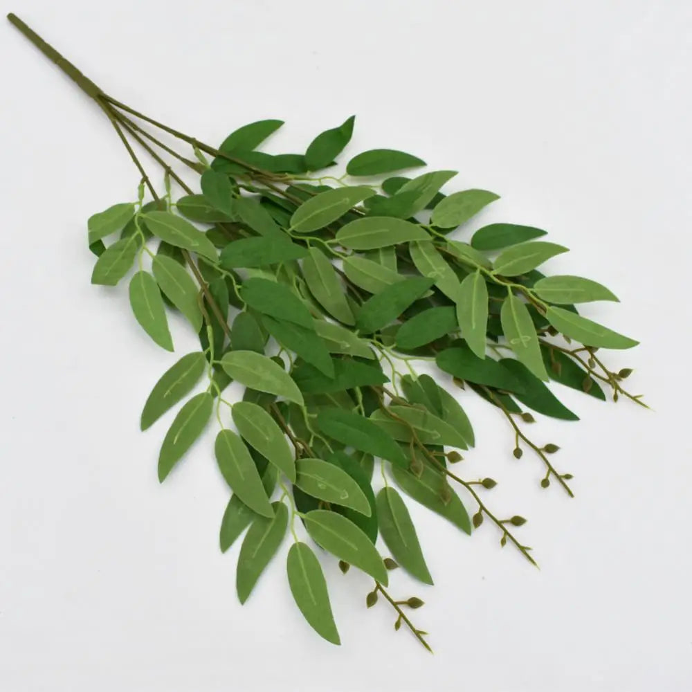 Silk Artificial Willow Bouquet Fake Green Leaves for Wedding Home Garden Vase Decoration Jungle Party DIY Plants Wreath