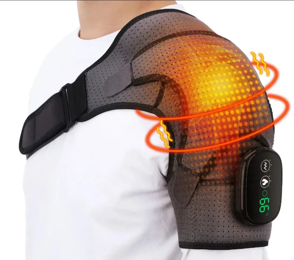 Electric Shoulder Massager Heating Pad Vibration Massage Support Belt Shoulder Thermal  Brace