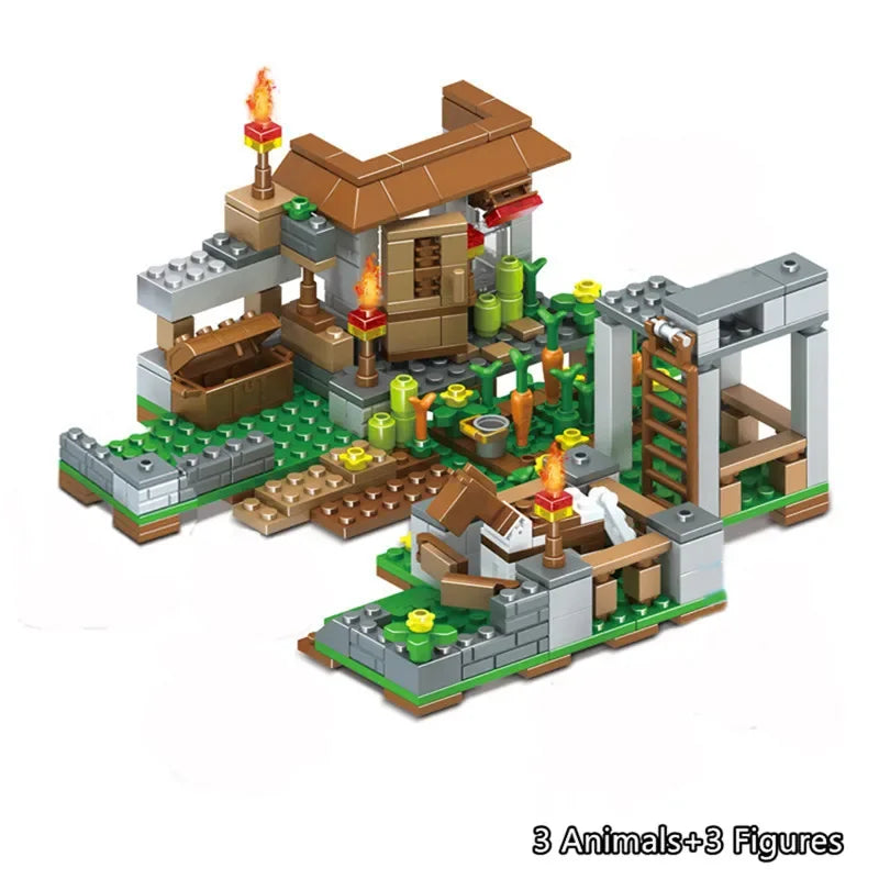 My world Small Village Treehouse Cave Building Blocks The Rabbit Ranch Bricks Education Toys for christmas Gift