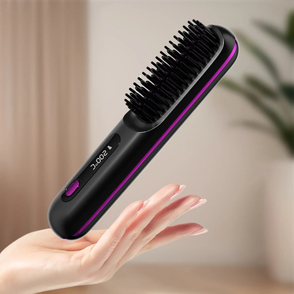 Electric Negative Ions Ceramic Hot Comb 3 Setting Smoothing Negative Ion Hair Care Comb Anti-Scald Ionic Hot Comb Straightener