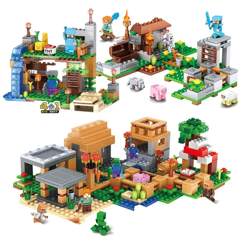 My world Small Village Treehouse Cave Building Blocks The Rabbit Ranch Bricks Education Toys for christmas Gift