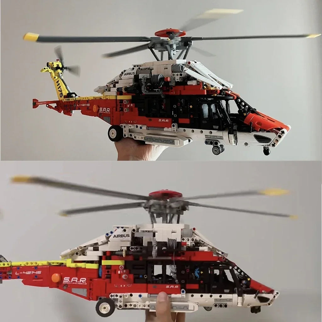 NEW IN STOCK Technical Airbus H175 Rescue Helicopter 42145 Model Building Block Bricks Toy For Kids Gift Motorised Functions