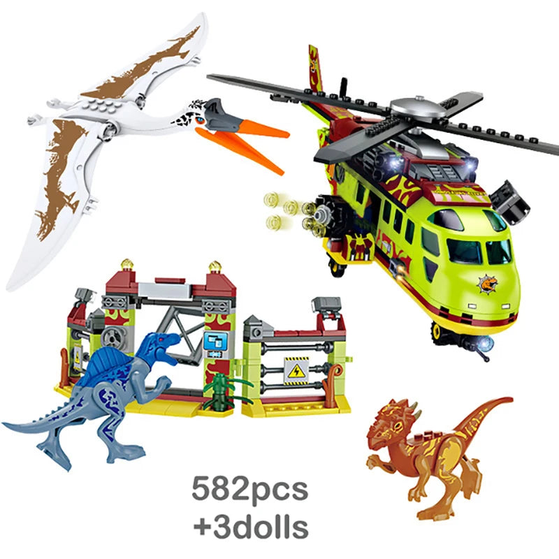 Jurassic Dinosaur Ship Toys Building Block DIY Escape From Ocean Mosasaurus Assembly Bricks Educational Sets Children Gifts